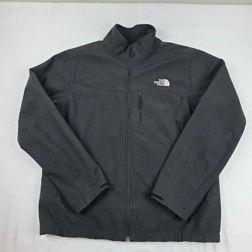 The North Face WindWall Jacket Mens Large Black Full Zip Softshell Fleece Lined